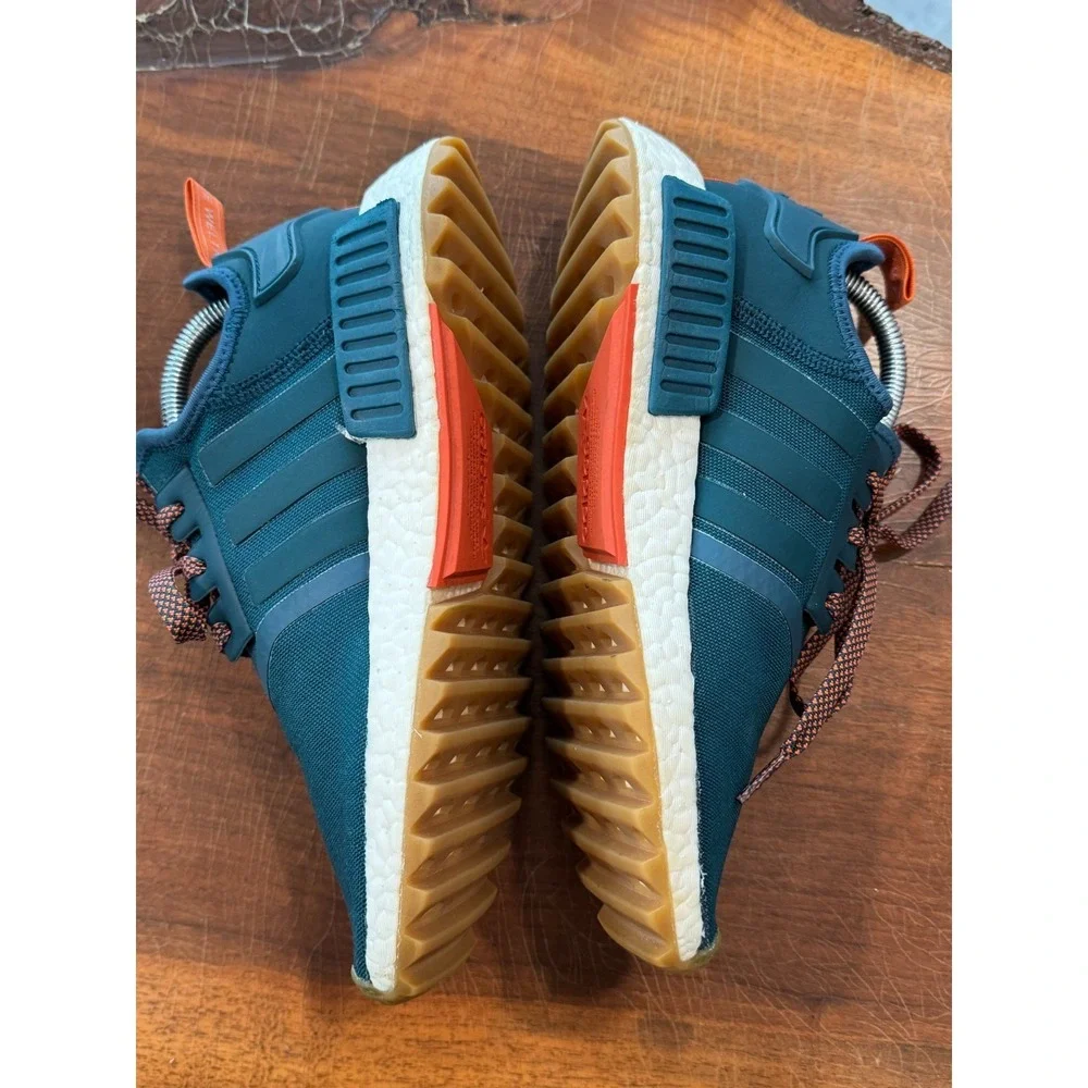 Adidas NMD R1 Trail Boost Shoes Teal Orange Men's US 8.5 Gum‎ Sole